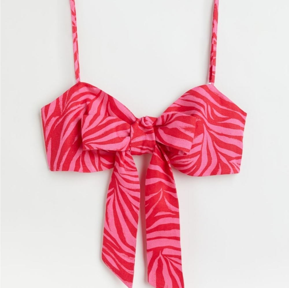NWT Tie-front Bralette - Pink/Zebra print - Ladies | H&M US